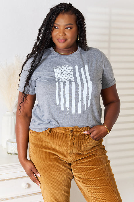 Simply Love US Flag Graphic Cuffed Sleeve T-Shirt TOPS Jessie Knowles