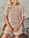 Lovelet Textured Round Neck Short Sleeve Top and Shorts Set  Jessie Knowles