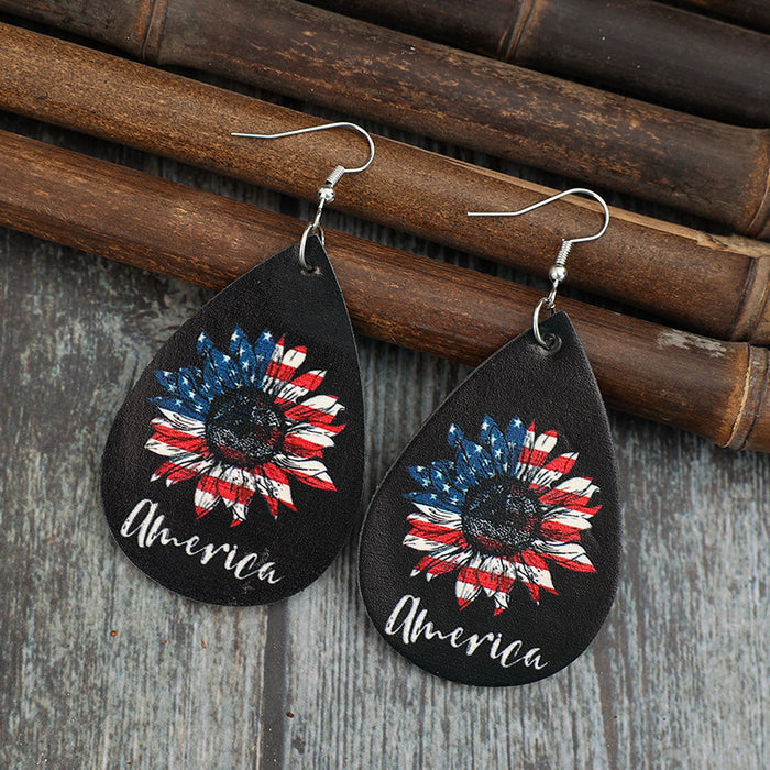PU Leather Sunflower Teardrop Shape Earrings ACCESSORIES Jessie Knowles