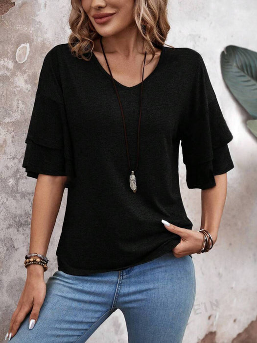 V-Neck Half Sleeve Blouse  Jessie Knowles