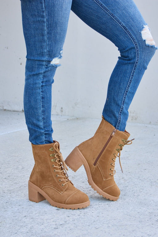 Forever Link Lace-Up Zipper Detail Block Heel Boots  Jessie Knowles