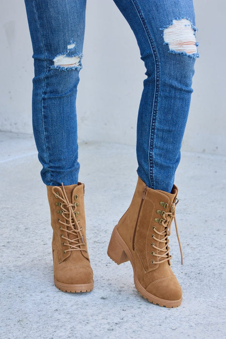 Forever Link Lace-Up Zipper Detail Block Heel Boots  Jessie Knowles