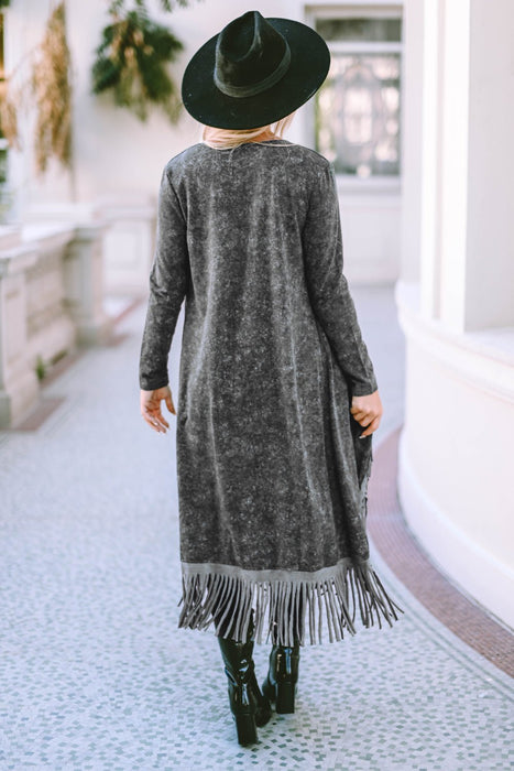 Fringe Detail Long Sleeve Cardigan  Jessie Knowles