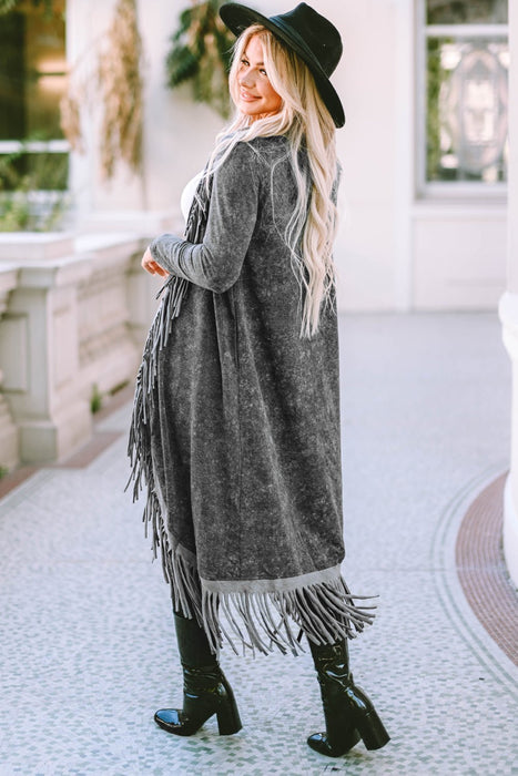 Fringe Detail Long Sleeve Cardigan  Jessie Knowles