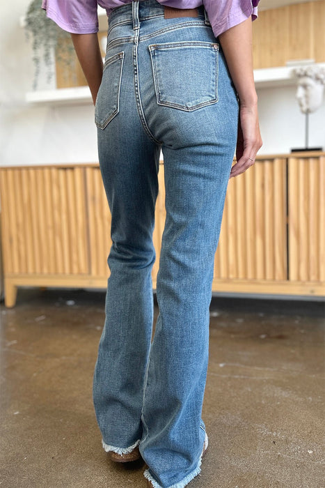 Judy Blue Distressed Raw Hem Bootcut Jeans BOTTOMS Jessie Knowles