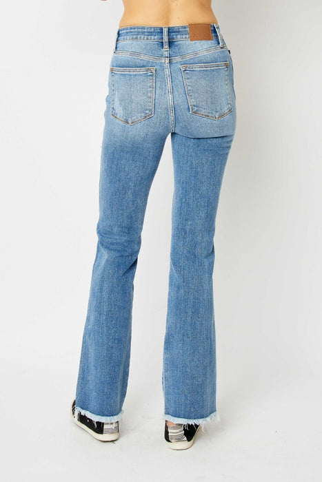 Judy Blue Distressed Raw Hem Bootcut Jeans BOTTOMS Jessie Knowles