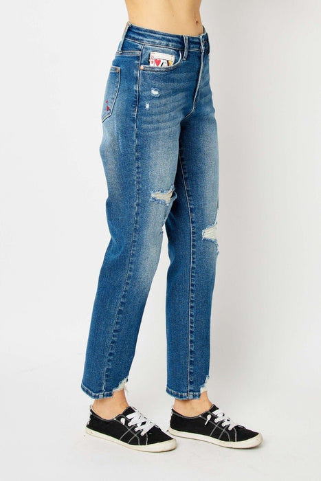 Judy Blue Distressed Slim Jeans BOTTOMS Jessie Knowles