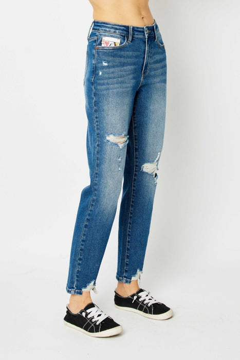 Judy Blue Distressed Slim Jeans BOTTOMS Jessie Knowles