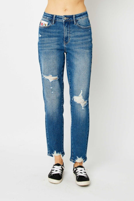 Judy Blue Distressed Slim Jeans BOTTOMS Jessie Knowles