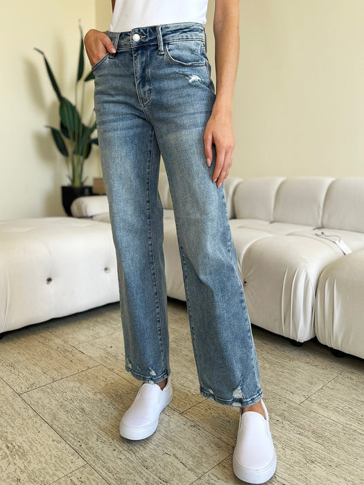 Judy Blue High Waist Distressed Straight Jeans BOTTOMS Jessie Knowles