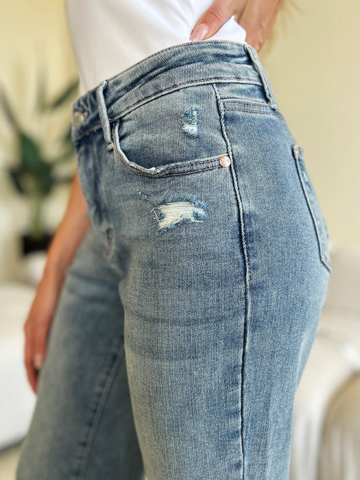 Judy Blue High Waist Distressed Straight Jeans BOTTOMS Jessie Knowles