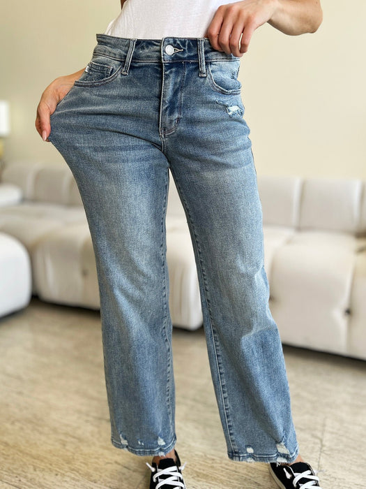 Judy Blue High Waist Distressed Straight Jeans BOTTOMS Jessie Knowles