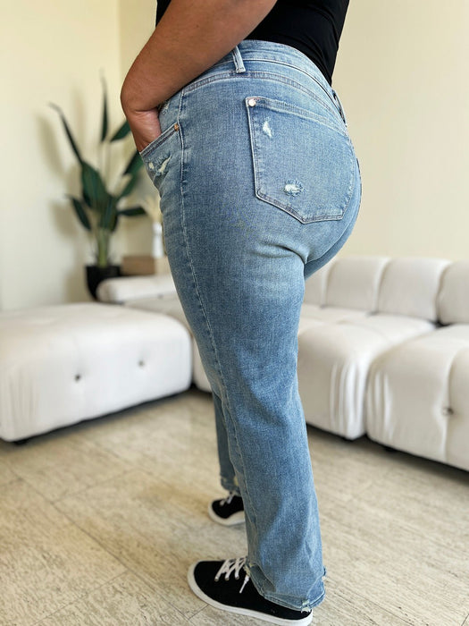 Judy Blue High Waist Distressed Straight Jeans BOTTOMS Jessie Knowles