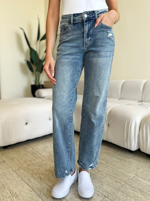 Judy Blue High Waist Distressed Straight Jeans BOTTOMS Jessie Knowles