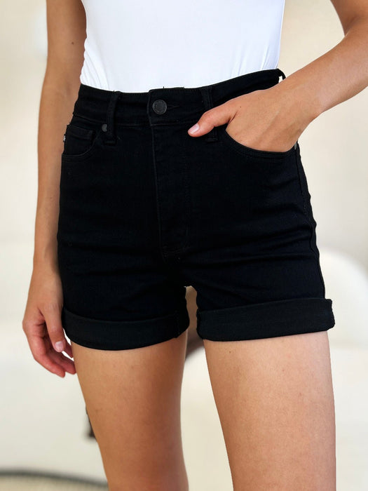 Judy Blue High Waist Tummy Control Cuffed Denim Shorts BOTTOMS Jessie Knowles