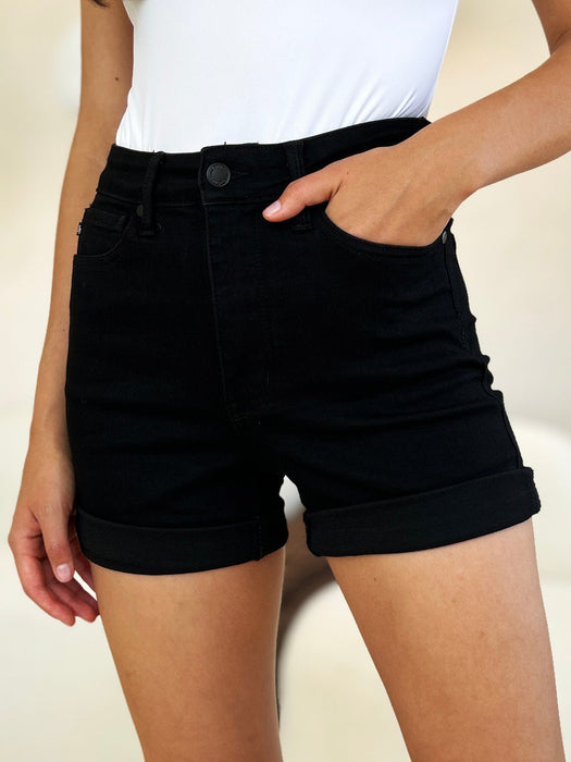 Judy Blue High Waist Tummy Control Cuffed Denim Shorts BOTTOMS Jessie Knowles