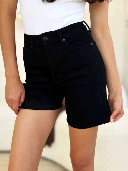 Judy Blue High Waist Tummy Control Cuffed Denim Shorts BOTTOMS Jessie Knowles