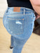 Mid Rise Destroy & Cuff Skinny Jeans - Judy Blue BOTTOMS Jessie Knowles