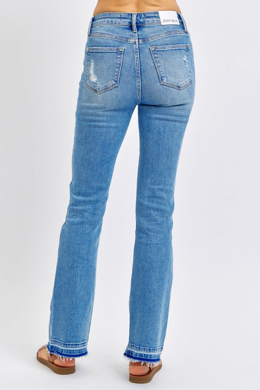 Judy Blue Mid Rise Destroyed Hem Distressed Jeans BOTTOMS Jessie Knowles