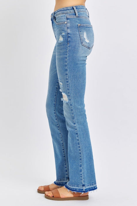 Judy Blue Mid Rise Destroyed Hem Distressed Jeans BOTTOMS Jessie Knowles