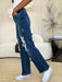 Judy Blue Mid Rise Distressed Raw Hem Jeans BOTTOMS Jessie Knowles