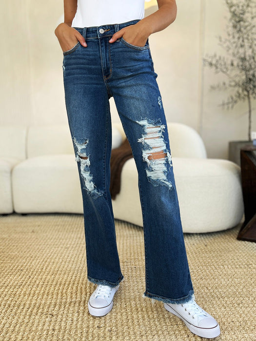 Judy Blue Mid Rise Distressed Raw Hem Jeans BOTTOMS Jessie Knowles