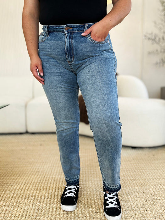 Mid Rise Rigid Magic Release Hem Jeans - Judy Blue JEANS Jessie Knowles