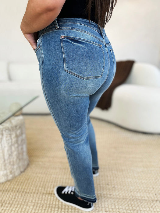 Mid Rise Rigid Magic Release Hem Jeans - Judy Blue JEANS Jessie Knowles