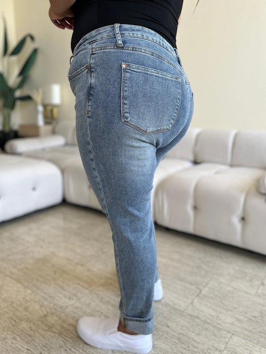 Judy Blue High Waist Cuff Hem Skinny Jeans BOTTOMS Jessie Knowles