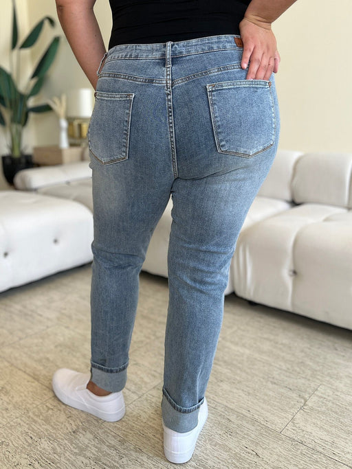 Judy Blue High Waist Cuff Hem Skinny Jeans BOTTOMS Jessie Knowles