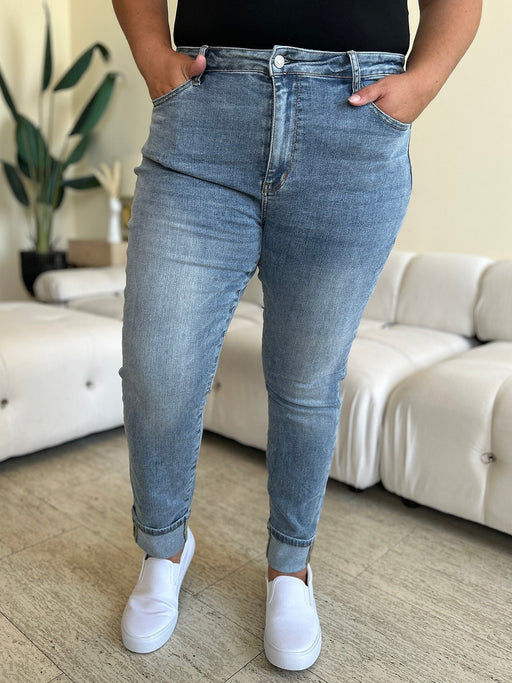 Judy Blue High Waist Cuff Hem Skinny Jeans BOTTOMS Jessie Knowles