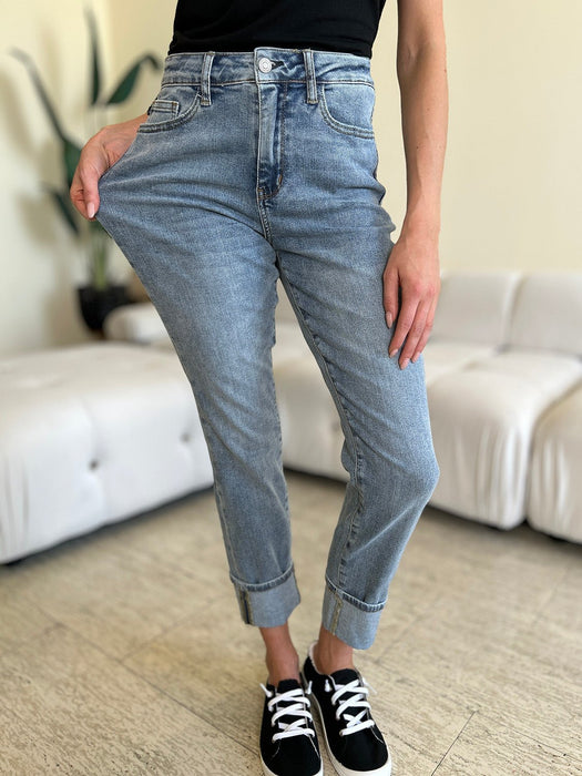 Judy Blue High Waist Cuff Hem Skinny Jeans BOTTOMS Jessie Knowles