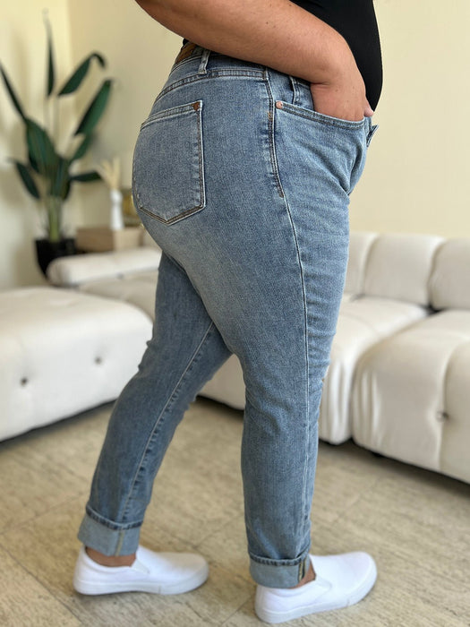 Judy Blue High Waist Cuff Hem Skinny Jeans BOTTOMS Jessie Knowles