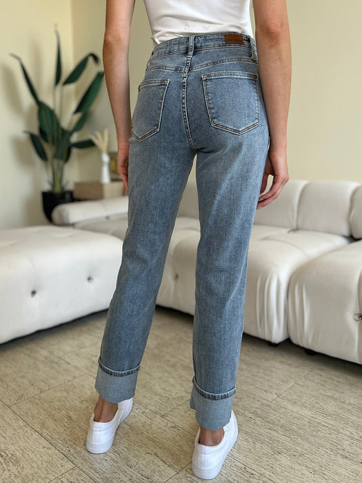 Judy Blue High Waist Cuff Hem Skinny Jeans BOTTOMS Jessie Knowles