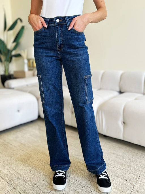 Judy Blue High Waist Straight Cargo Jeans BOTTOMS Jessie Knowles