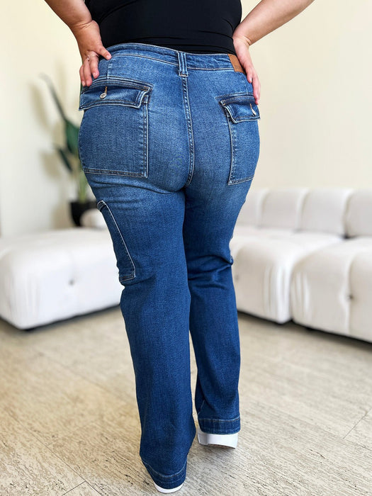 Judy Blue High Waist Straight Cargo Jeans BOTTOMS Jessie Knowles