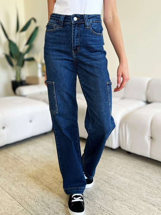 Judy Blue High Waist Straight Cargo Jeans BOTTOMS Jessie Knowles