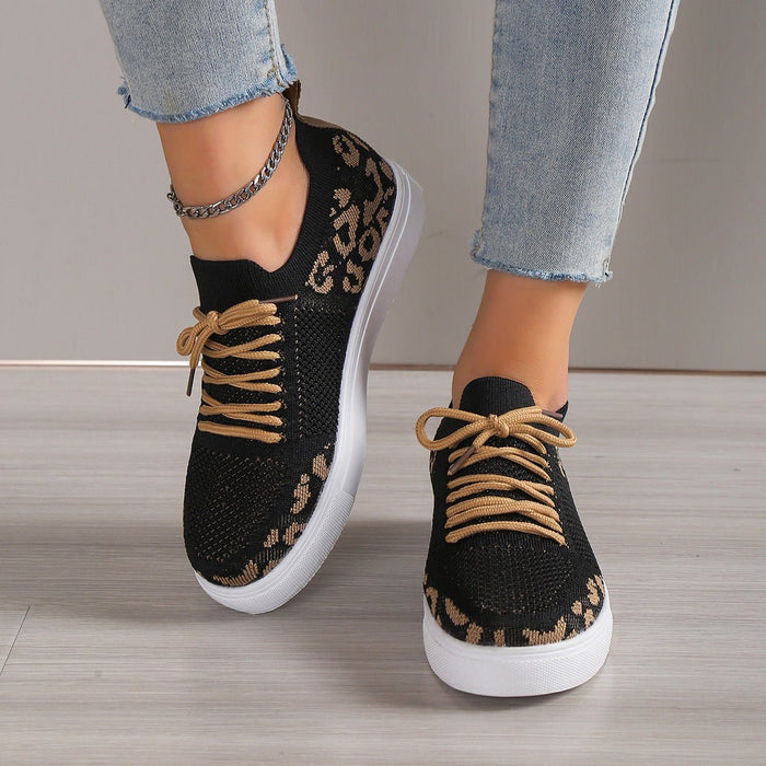 Lace-Up Leopard Flat Sneakers  Jessie Knowles