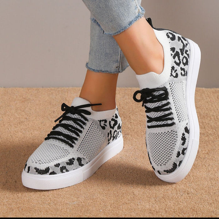 Lace-Up Leopard Flat Sneakers  Jessie Knowles