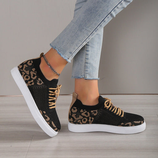 Lace-Up Leopard Flat Sneakers  Jessie Knowles