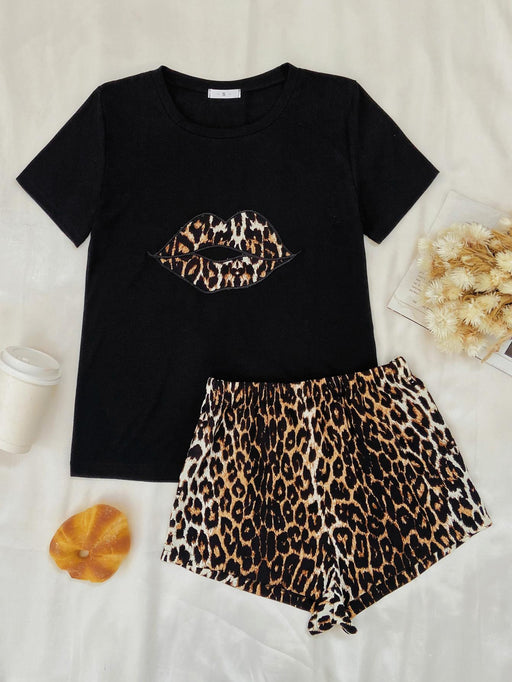 Leopard Lip Graphic Top and Shorts Lounge Set  Jessie Knowles