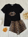 Leopard Lip Graphic Top and Shorts Lounge Set  Jessie Knowles