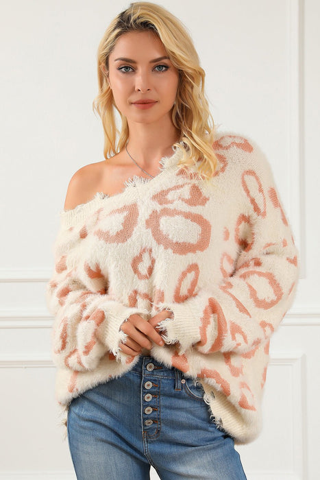 Leopard V-Neck Dropped Shoulder Sweater  Jessie Knowles