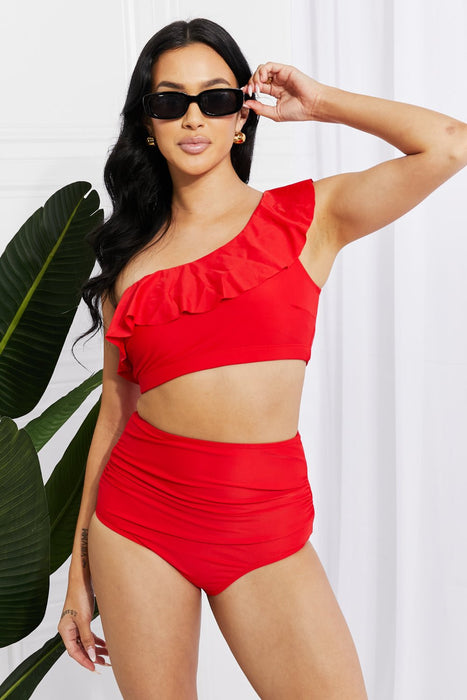 Marina West Swim Seaside Romance Ruffle One-Shoulder Bikini in Red  Jessie Knowles