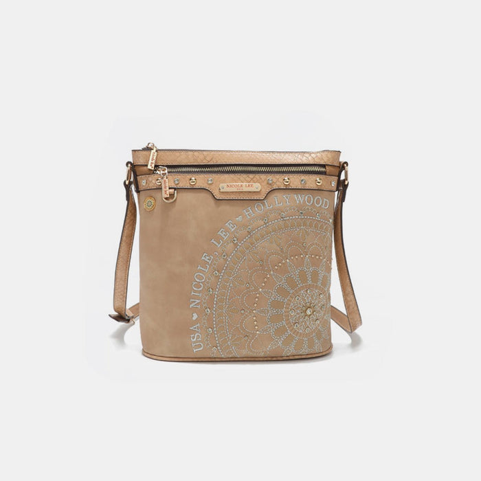 Nicole Lee USA Metallic Stitching Embroidery Inlaid Rhinestone Crossbody Bag  Jessie Knowles