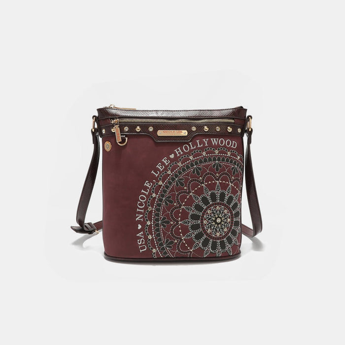 Nicole Lee USA Metallic Stitching Embroidery Inlaid Rhinestone Crossbody Bag  Jessie Knowles