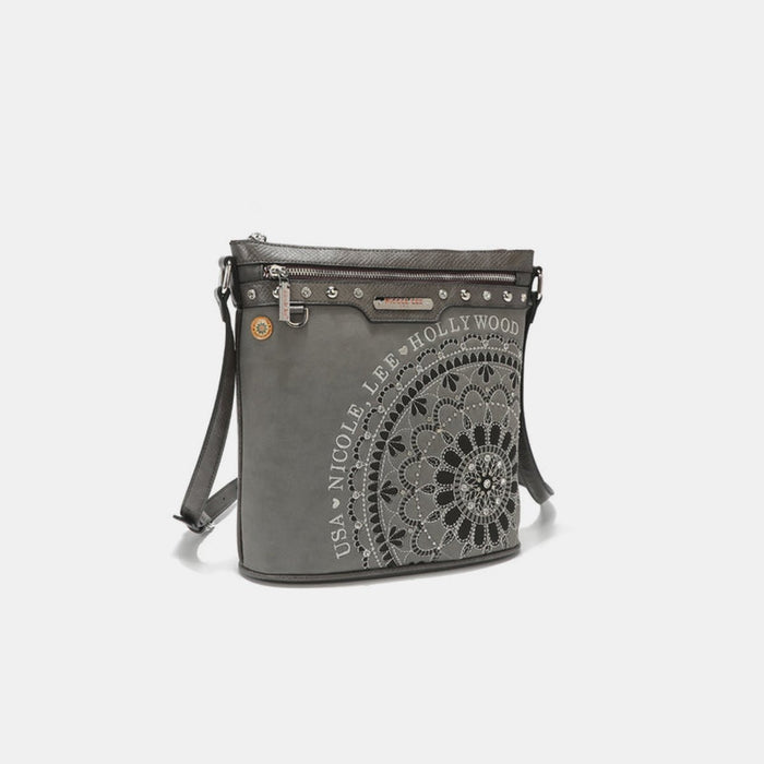 Nicole Lee USA Metallic Stitching Embroidery Inlaid Rhinestone Crossbody Bag  Jessie Knowles