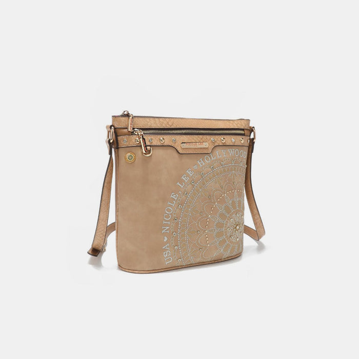 Nicole Lee USA Metallic Stitching Embroidery Inlaid Rhinestone Crossbody Bag  Jessie Knowles