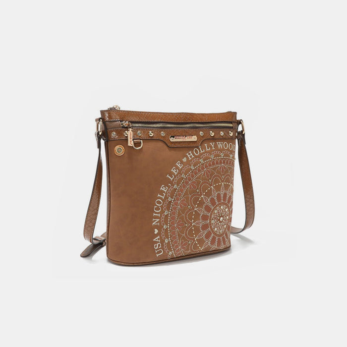 Nicole Lee USA Metallic Stitching Embroidery Inlaid Rhinestone Crossbody Bag  Jessie Knowles