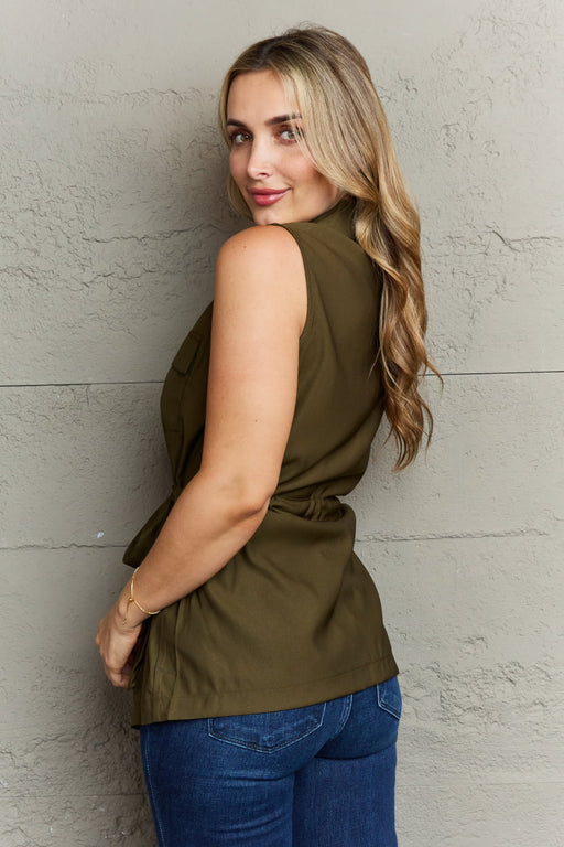 Ninexis Follow The Light Sleeveless Collared Button Down Top  Jessie Knowles